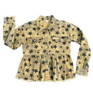 Mystree Peplum Jacket with Black Stars And Raw Hem - Size Small